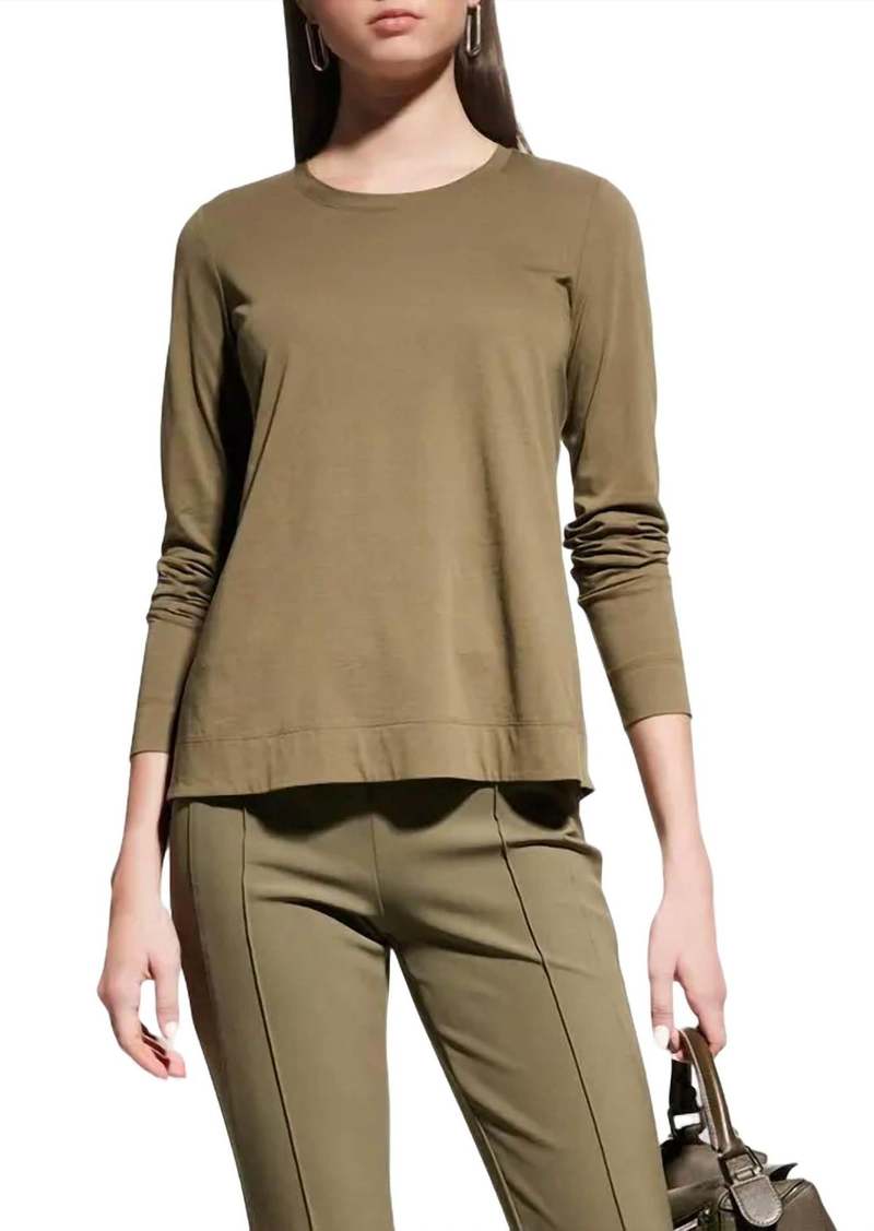 Lafayette 148 Modern Long Sleeve Tee Top In Gesso Melange