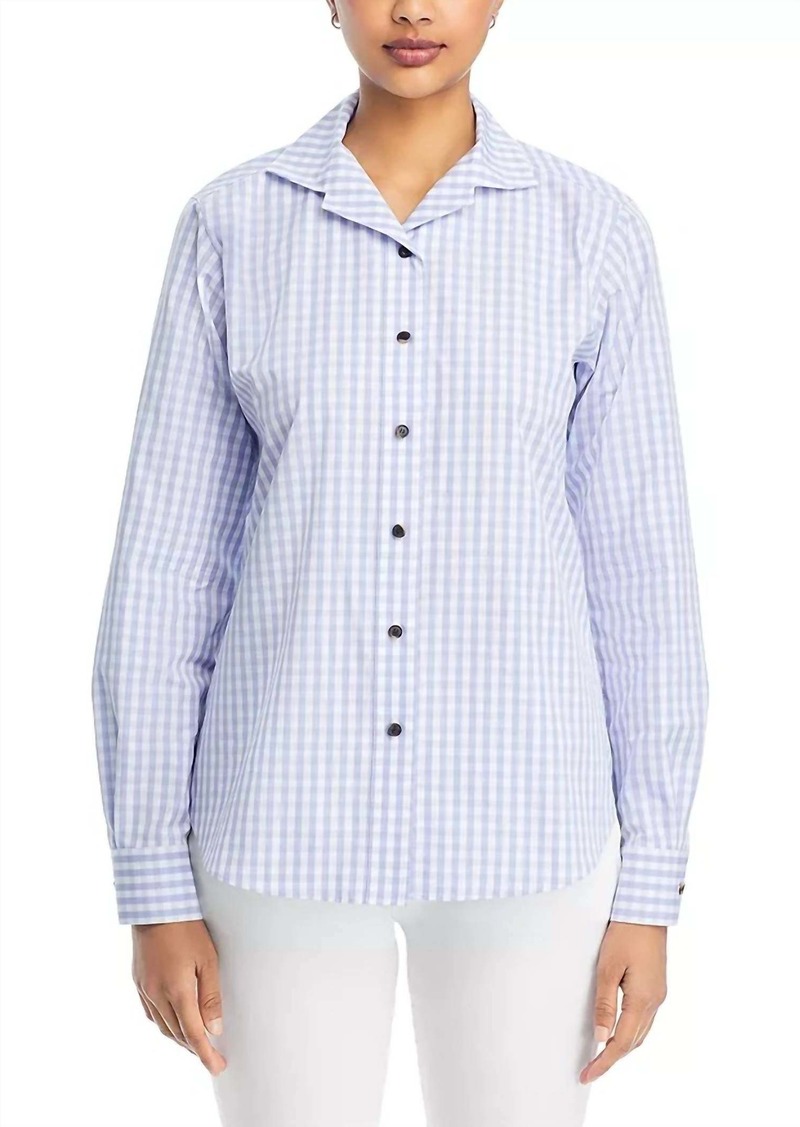 Lafayette 148 Notched Shawl Collared Blouse In Wild Bluet