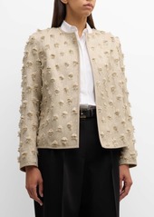 Lafayette 148 Open-Front Fringe Dot Jacquard Jacket