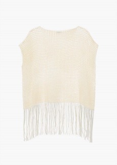 Lafayette 148 Organic Cotton Tape Hand-Crochet Net Stitch Pullover In Candlelight