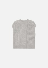 Lafayette 148 Organic Cotton-Wool Chainette Cable Vest In Grey Heather