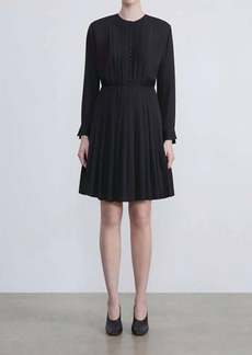 Lafayette 148 Organic Silk Georgette Pinktuck Dress In Black