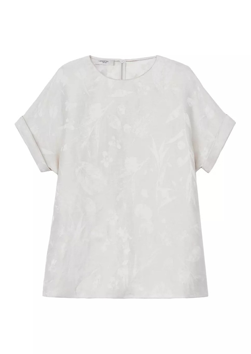 Lafayette 148 Pebble Heathered Linen-Blend Blouse