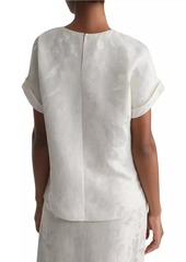 Lafayette 148 Pebble Heathered Linen-Blend Blouse