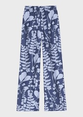 Lafayette 148 Perry Straight-Leg Botanical-Print Silk Pants
