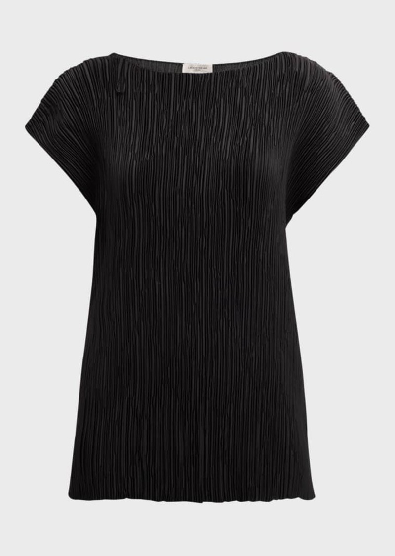 Lafayette 148 Pleated Scoop-Neck Silk Blouse