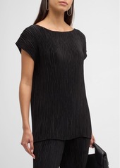 Lafayette 148 Pleated Scoop-Neck Silk Blouse