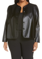 Plus Size Women's Lafayette 148 New York Scarlet Leather Crop Jacket