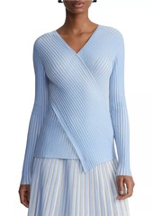 Lafayette 148 Printed Wrapped V-Neck Sweater