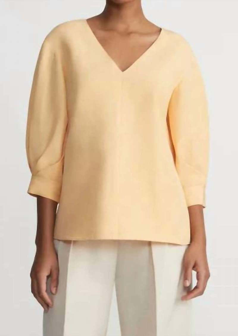 Lafayette 148 Puff-Sleeve Blouse Top In Straw