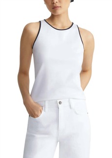 Lafayette 148 Racerback Tank With Contrast Tipping In White