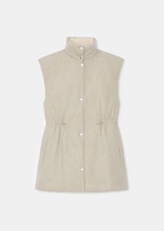 Lafayette 148 Regenerated Poly Tech Quilted Down Reversible Wool-Cashmere Flannel Vest