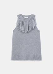 Lafayette 148 Responsible Cashmere-Wool Fringed Collar Shell