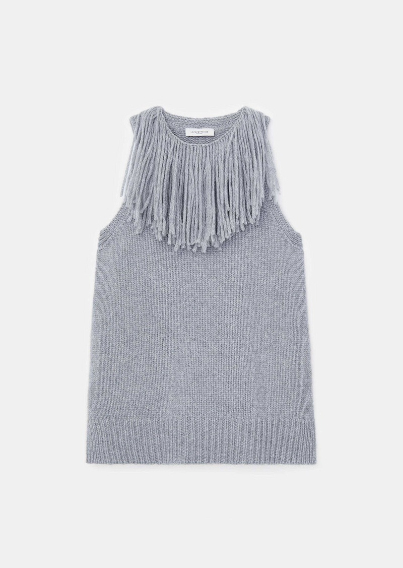 Lafayette 148 Responsible Cashmere-Wool Fringed Collar Shell