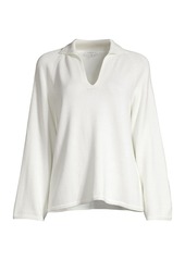Lafayette 148 Ribbed Collar Silk-Blend A-Line Sweater