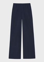 Lafayette 148 Riverside Wide-Leg Organic Cotton Poplin Pants