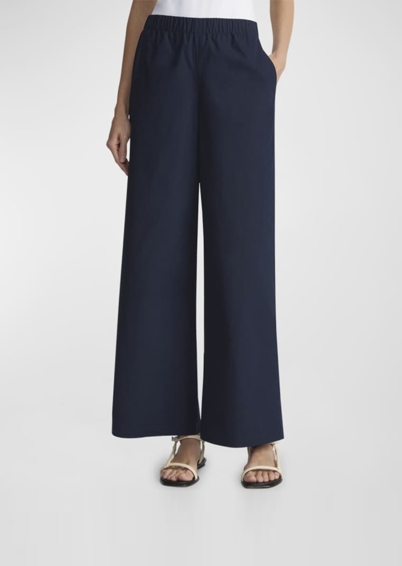 Lafayette 148 Riverside Wide-Leg Organic Cotton Poplin Pants