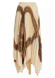 Lafayette 148 Rope-Print Pleated Silk Handkerchief Skirt