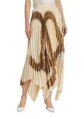 Lafayette 148 Rope-Print Pleated Silk Handkerchief Skirt