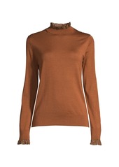 Lafayette 148 Ruffle-Trim Wool & Silk-Blend Sweater