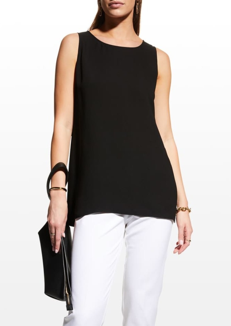 Lafayette 148 Ruthie Sleeveless High-Low Hem Silk Blouse