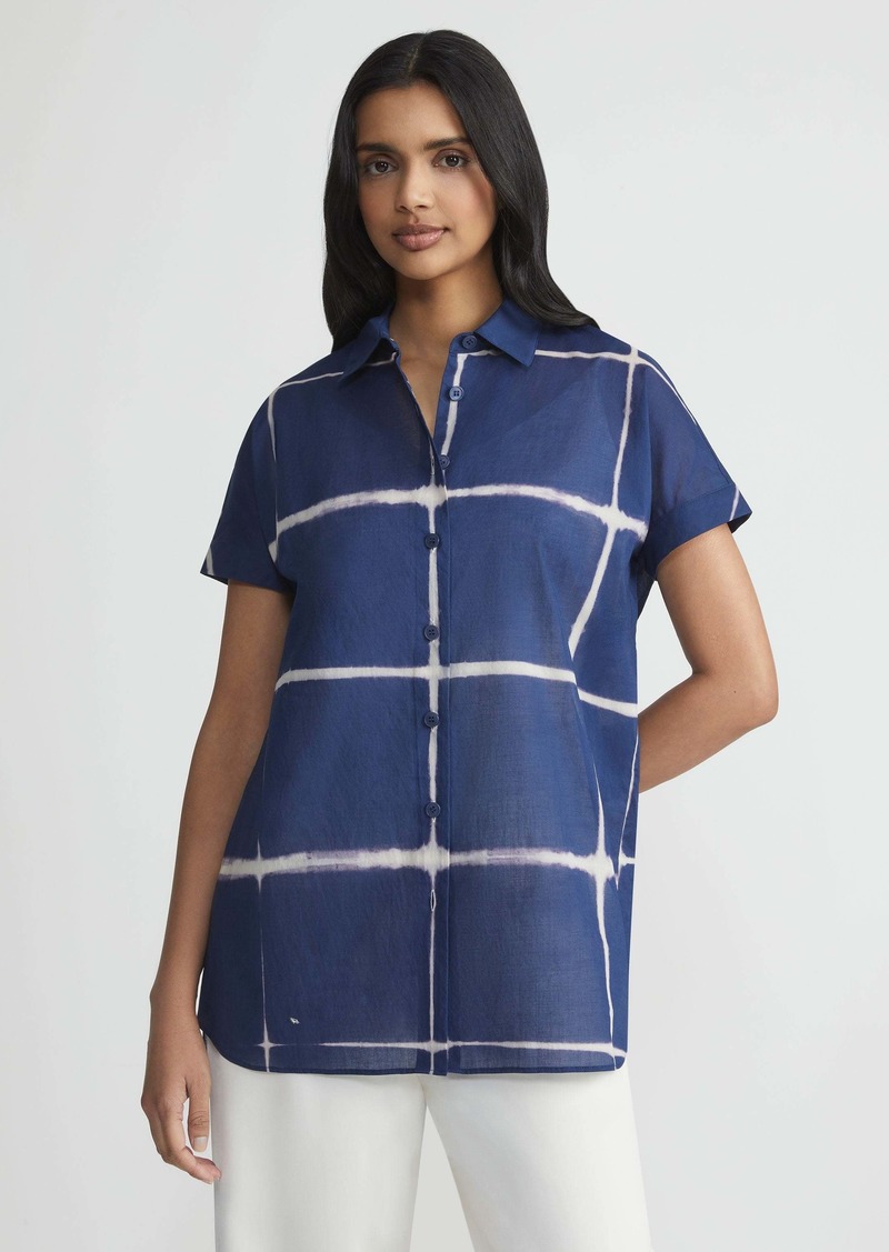 Lafayette 148 Shibori Cotton Voile Oversized Shirt