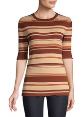 Lafayette 148 Silk-Blend Striped Rib-Knit T-Shirt