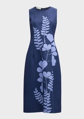 Lafayette 148 Sleeveless Floral-Print A-Line Midi Dress