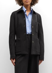 Lafayette 148 Snap-Front Structured Wool Jersey Jacket