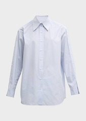 Lafayette 148 Striped Button-Sleeve Shirt