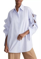 Lafayette 148 Striped Cotton Poplin Oversized Shirt