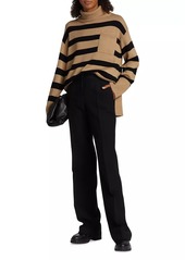 Lafayette 148 Striped Stand Collar Sweater