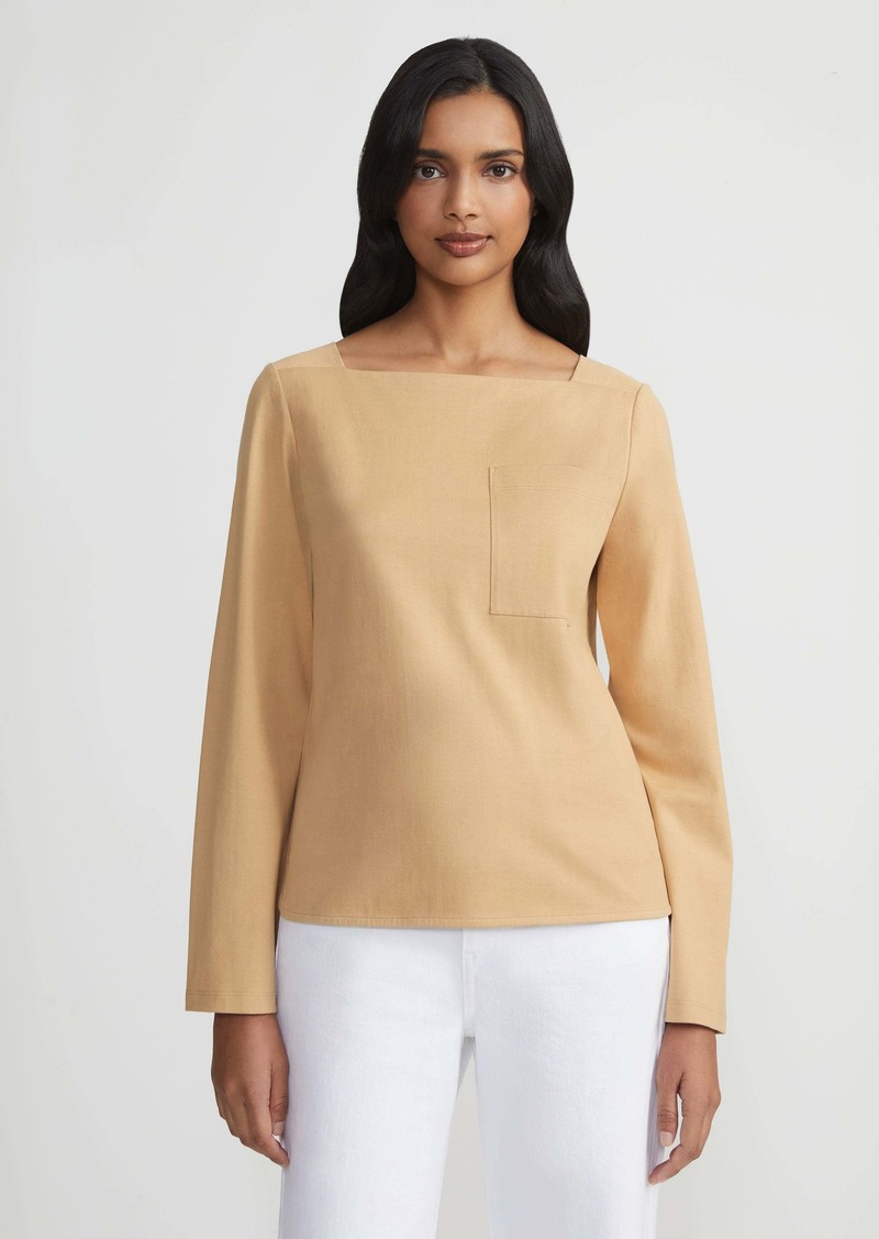 Lafayette 148 Structured Cotton Jersey Pocket Top