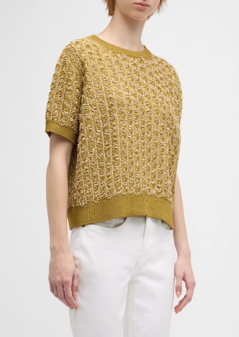 Lafayette 148 Textured Stitch Crewneck Sweater