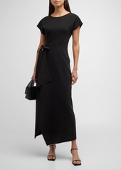 Lafayette 148 Tie-Waist Finesse Crepe Maxi Dress