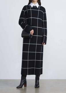 Lafayette 148 Tile Grid Cashmere Intarsia Dress In Black Multi