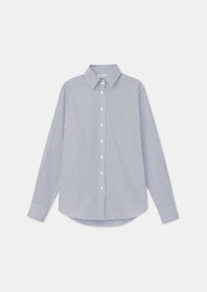 Lafayette 148 Tile Grid Cotton High Collar Shirt