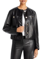 Lafayette 148 Womens Active Cropped Leather Jacket