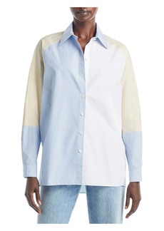 Lafayette 148 Womens Cotton Button-Down Top