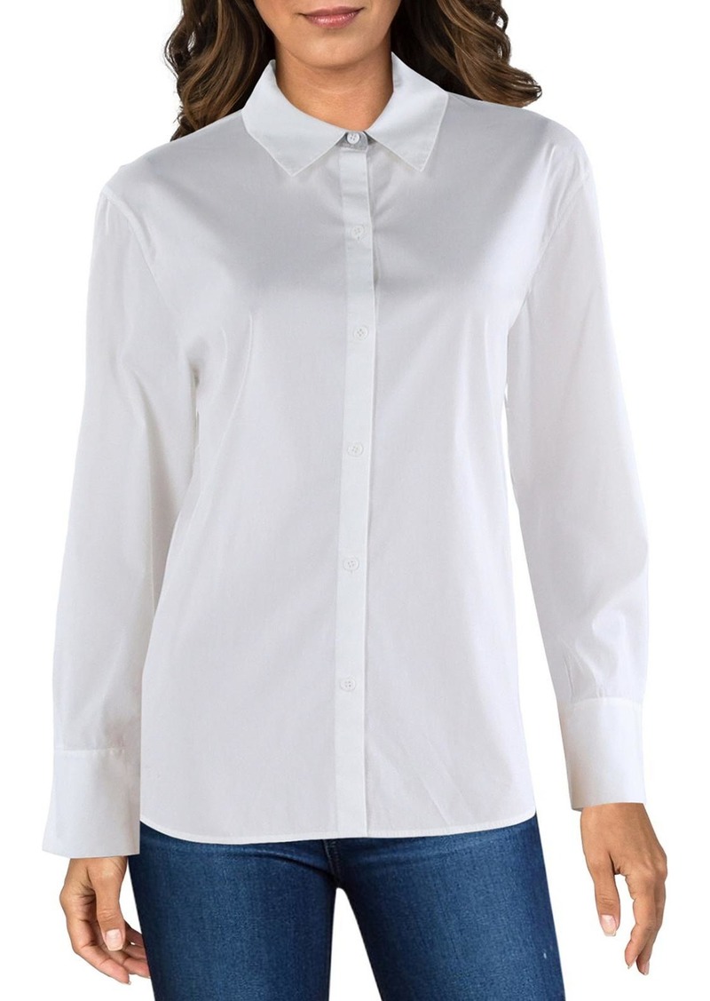 Lafayette 148 Womens Cotton Collar Button-Down Top