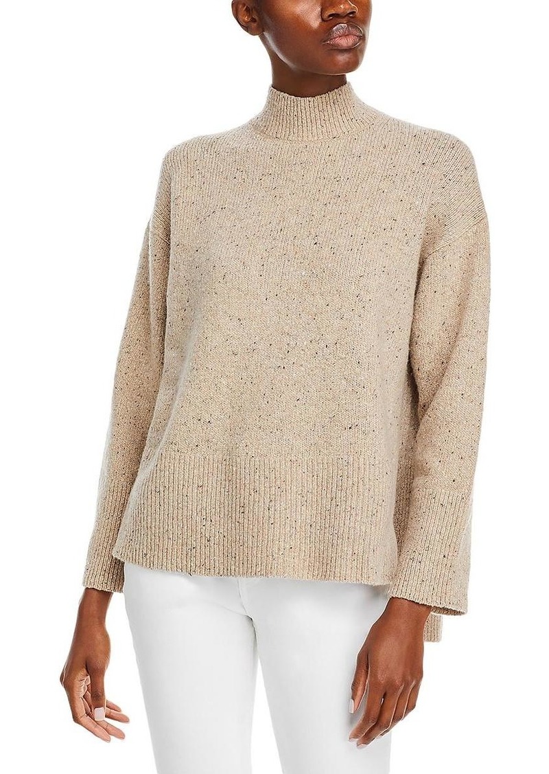 Lafayette 148 Womens Drop Shoulder Ribbed Funnel-Neck Sweater