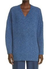 Lafayette 148 New York Donegal Cashmere & Wool Blend Sweater in Tile Blue Multi at Nordstrom