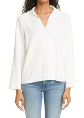 Women's Lafayette 148 New York Split Neck Cotton & Silk Sweater