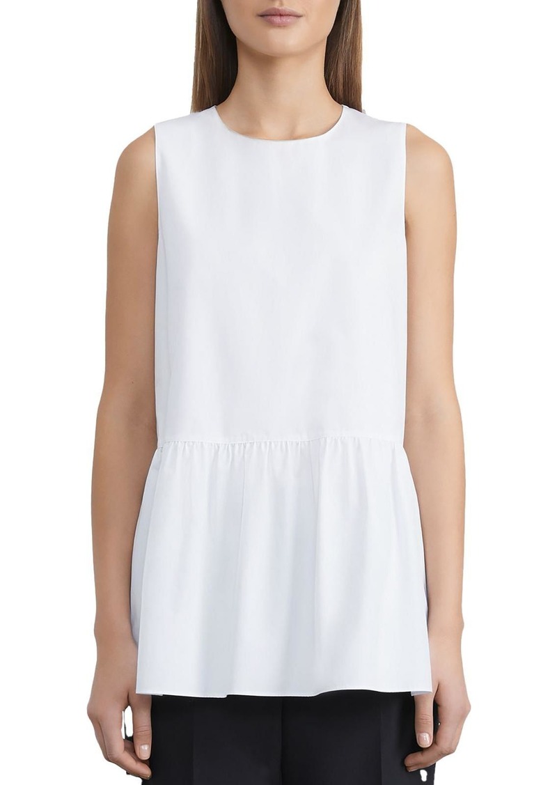 Lafayette 148 Womens Peplum Jewel-Neck Pullover Top