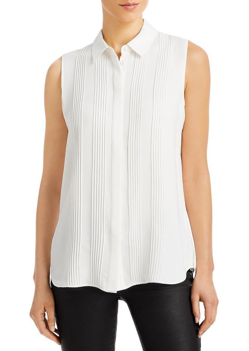 Lafayette 148 Womens Pintuck Collared Blouse