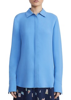 Lafayette 148 Womens Silk Long-Sleeve Button-Down Top