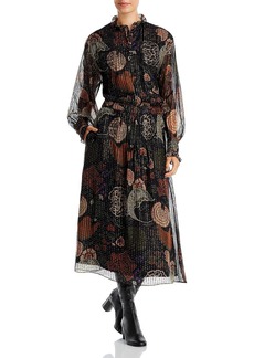Lafayette 148 Womens Silk Metallic Midi Dress