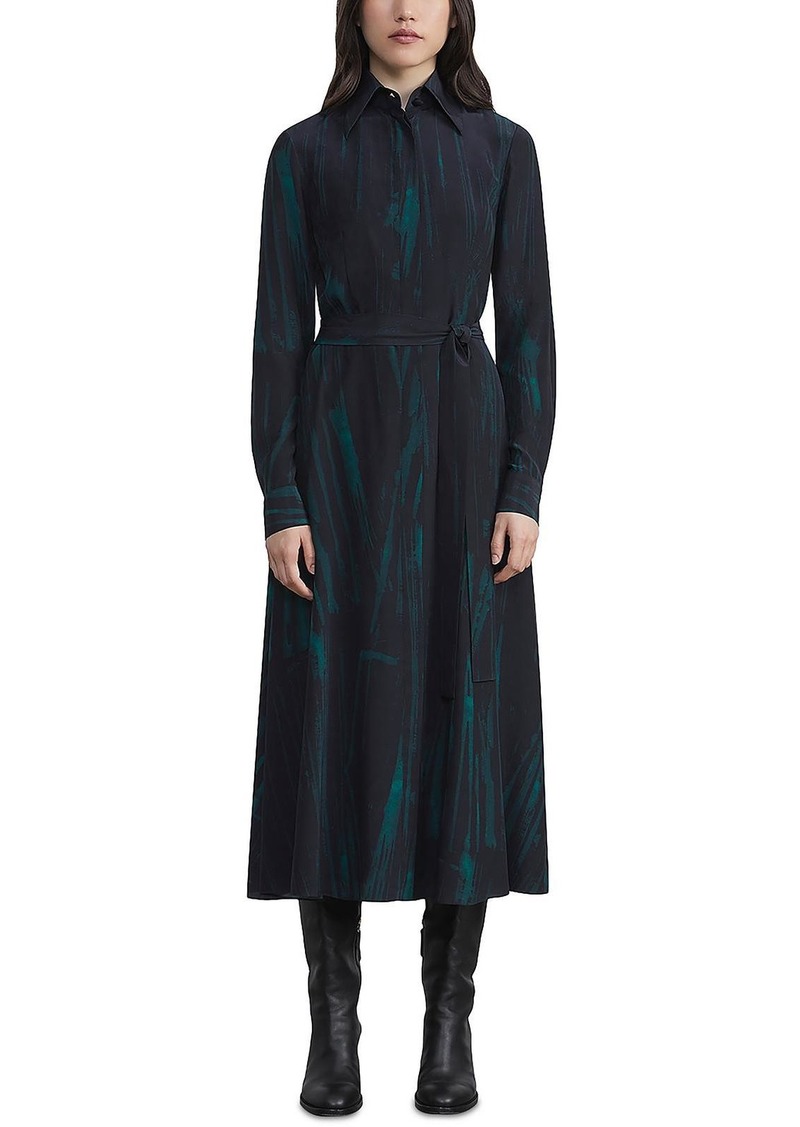 Lafayette 148 Womens Silk Midi Shirtdress