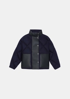 Lafayette 148 Wool-Cashmere Flannel Reversible Quilted Down Cropped Coat