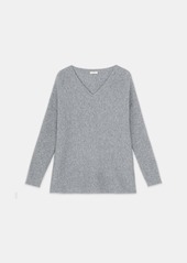 Lafayette 148 Wool-Cashmere Ribbed V-Neck Sweater